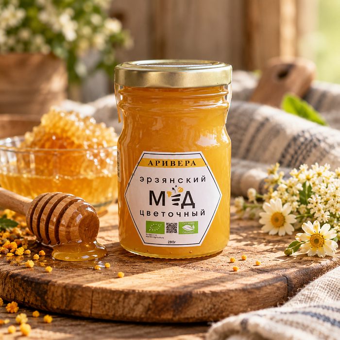 Мед Эрзянский цветочный ОРГАНИК, Аривера
