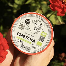 Сметана 25%, ОРГАНИК, ферма М2